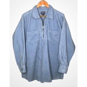 Bridgewater Cotton Corduroy Light Blue 1/4 Zip Pullover Large